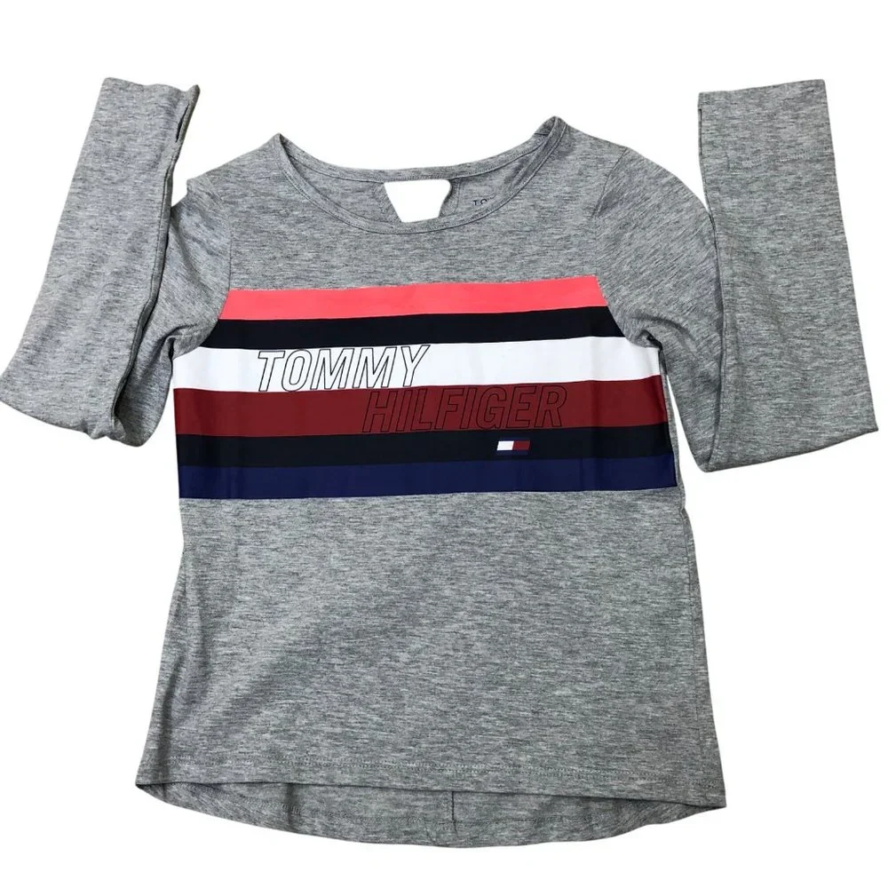 Tommy Hilfiger Girls‎ Logo Long Sleeve Top Grey Heather M/M (8/10) NWT